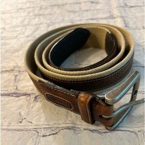 COLUMBIA RETRO GENUINE LEATHER TRIM AND 100% COTTON WEBBING MENS BROWN BELT 44
